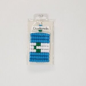 Guatemala Flag Car Mirror Danglers/Necklace . Mini Beaded Flag‎ 2.5" x 3".